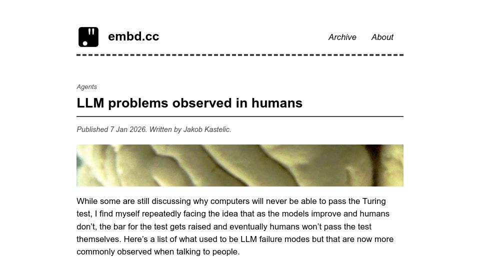 Screenshot of embd.cc: LLM Problems Observed in Humans