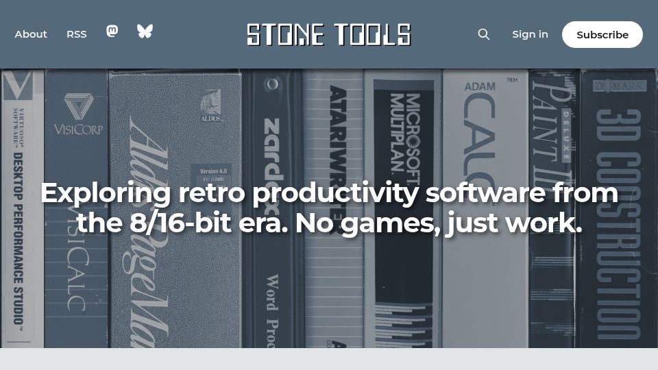 Screenshot of stonetools.ghost.io: XPER on the Commodore 64