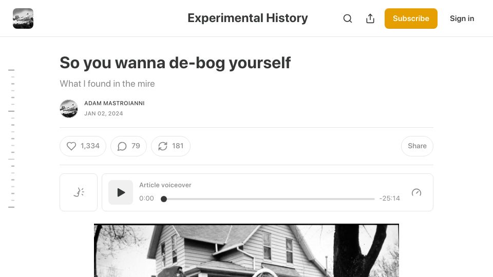Screenshot of experimental-history.com: So you wanna de-bog yourself (2024)