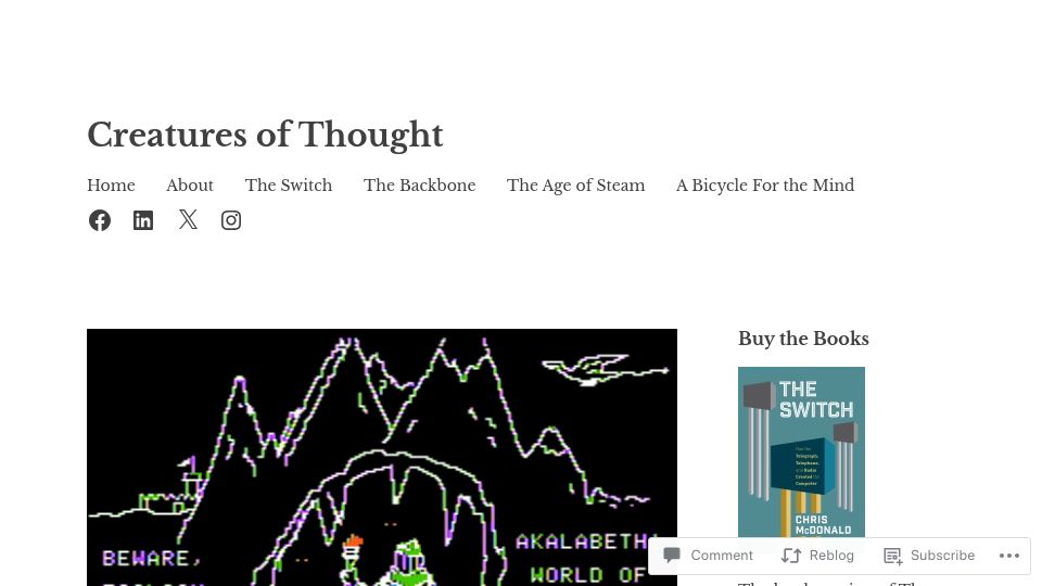 Screenshot of technicshistory.com: The Rise of Computer Games, Part II: Digitizing Nerddom – Creatures of Thought