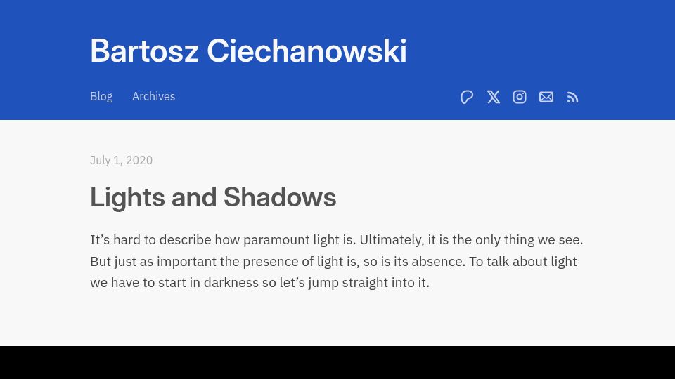 Screenshot of ciechanow.ski: Lights and Shadows (2020)