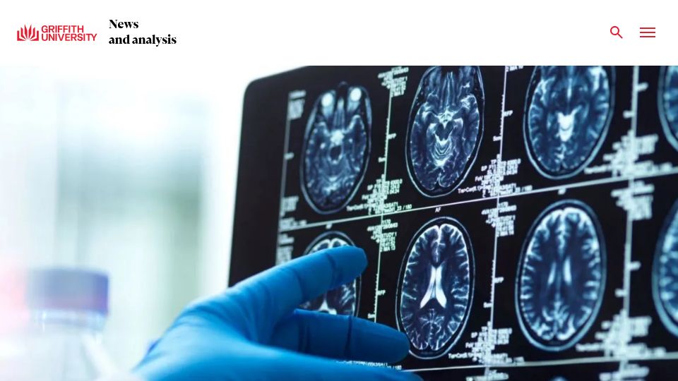 Screenshot of news.griffith.edu.au: Covid-19 leaves a lasting mark on the human brain