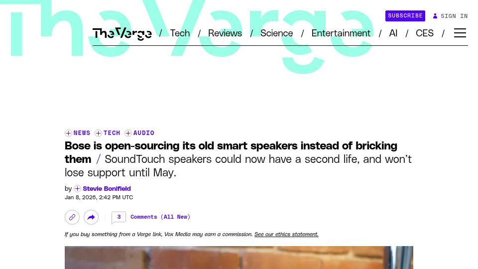 Screenshot of arstechnica.com: Bose has released API docs and opened the API for its EoL SoundTouch speakers