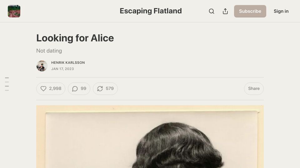 Screenshot of henrikkarlsson.xyz: Looking for Alice (2023)