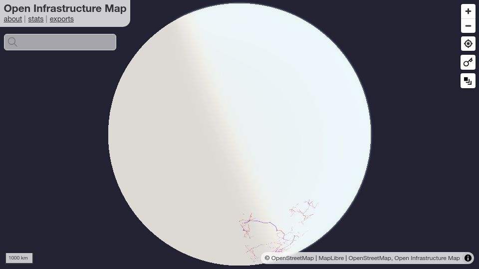 Screenshot of openinframap.org: Open Infrastructure Map