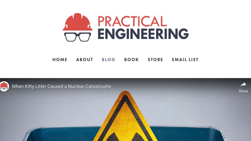 Screenshot of practical.engineering: When Kitty Litter Caused a Nuclear Catastrophe