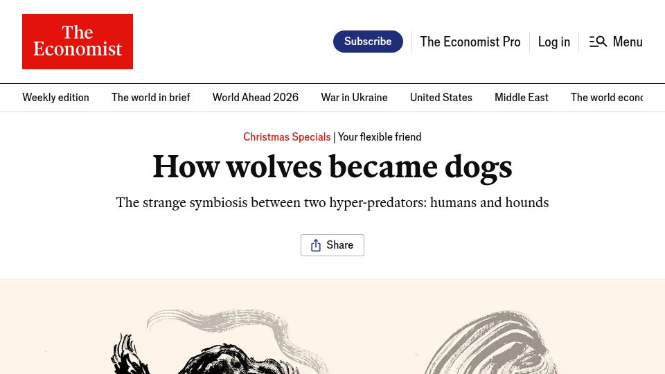 Screenshot of economist.com: How wolves became dogs
