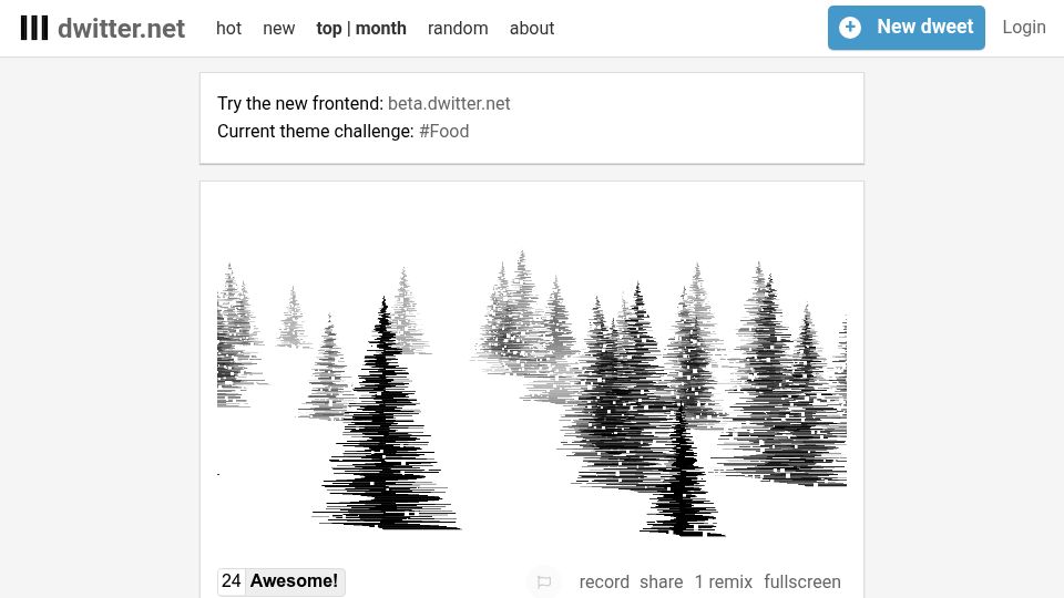 Screenshot of beta.dwitter.net: JavaScript Demos in 140 Characters