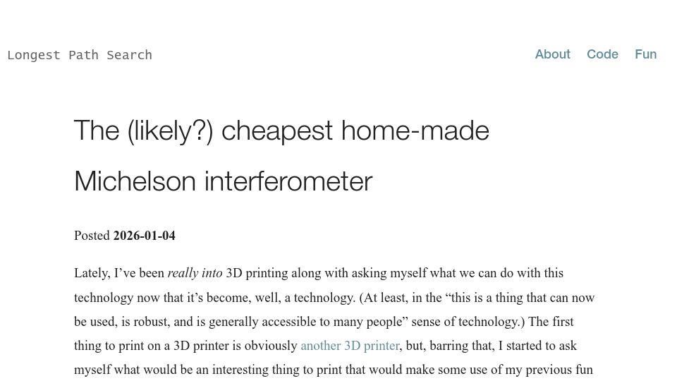 Screenshot of guille.site: The likely cheapest home-made Michelson interferometer
