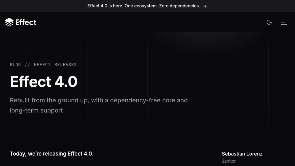 Screenshot of effect.website: Effect 4.0