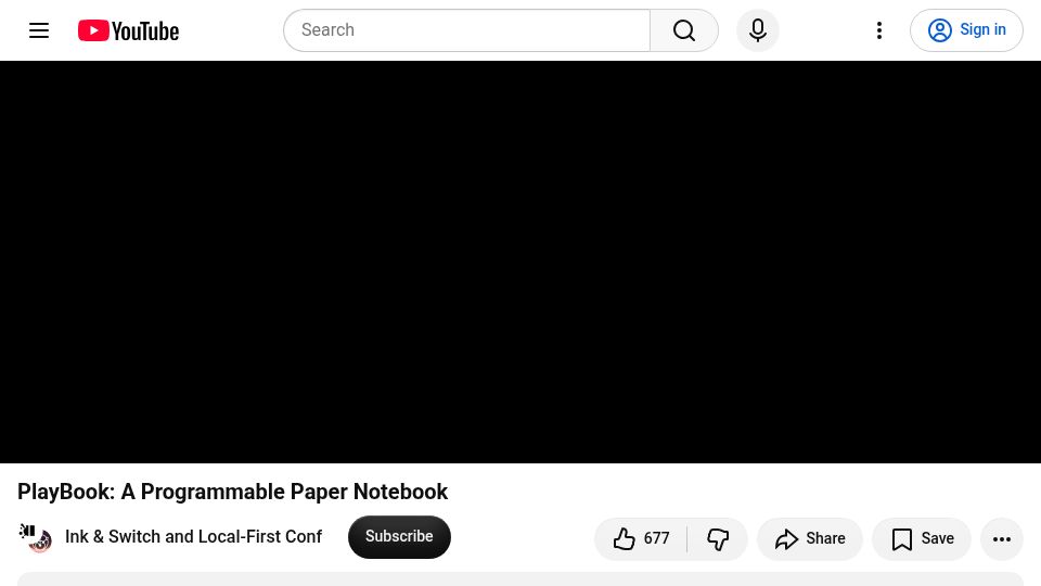 Screenshot of youtube.com: PlayBook: A Programmable Paper Notebook [video]