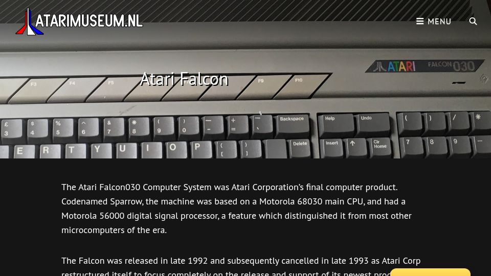 Screenshot of atarimuseum.nl: Atari Falcon