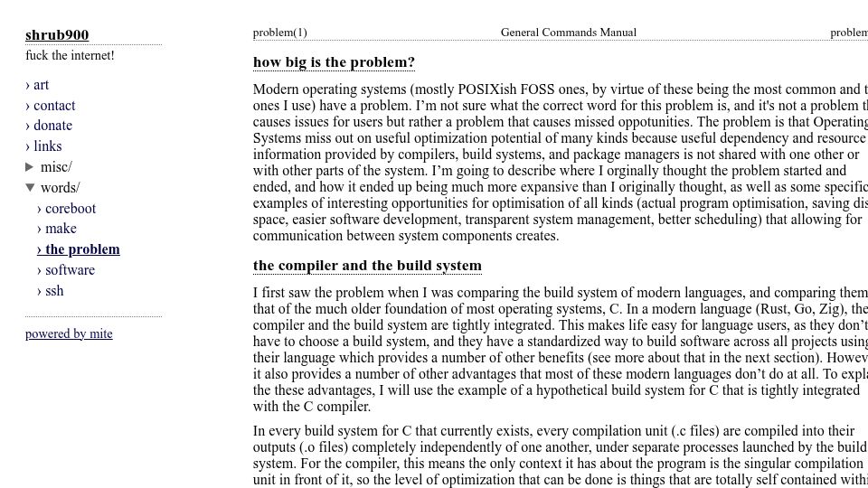 Screenshot of shrub.industries: Communication Between the Compiler, the Build System, and Beyond
