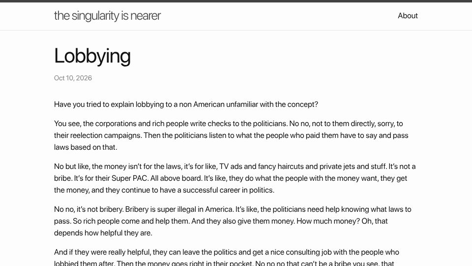 Screenshot of geohot.github.io: Lobbying