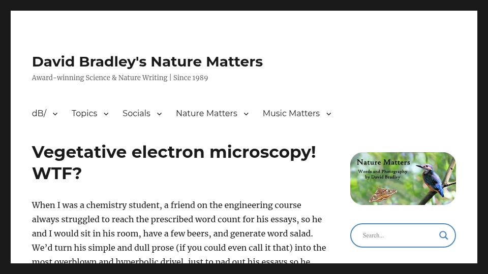 Screenshot of sciencebase.com: Vegetative Electron Microscopy WTF? (2025)