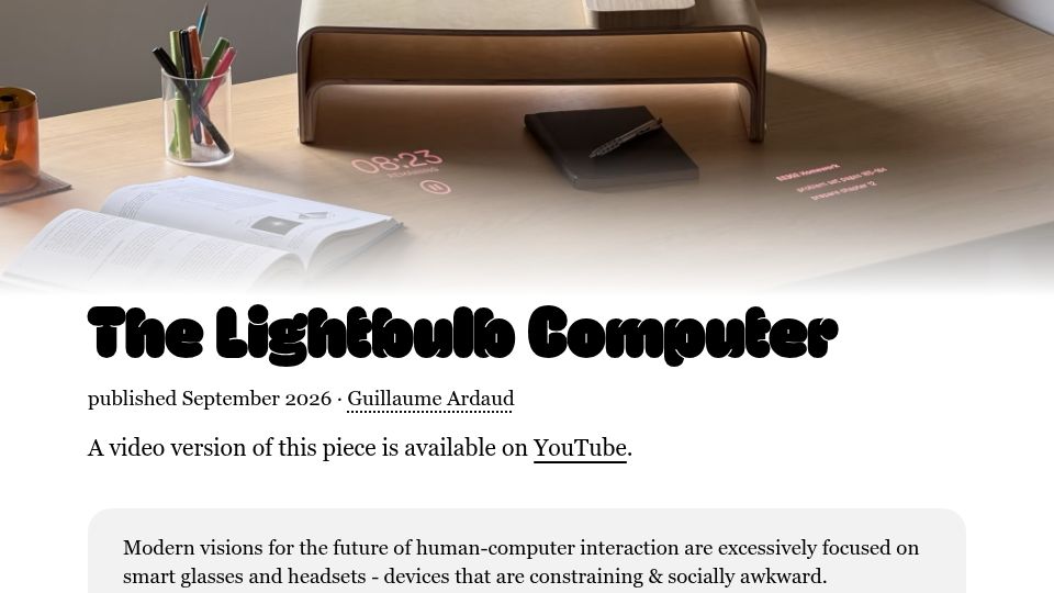 Screenshot of lightbulbcomputer.com: The Lightbulb Computer