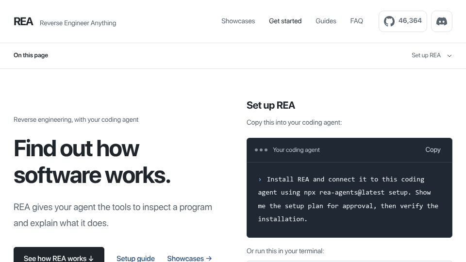 Screenshot of rea.tools: REA Reverse – Engineer Anything