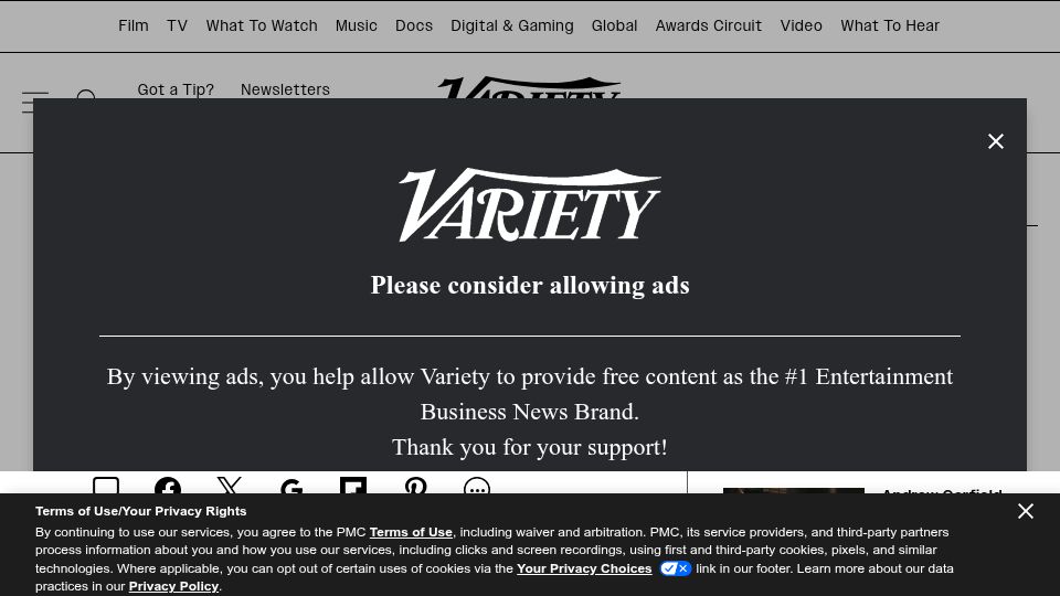 Screenshot of variety.com: Nicolas Cage Refused to Sign Amazon AI Waiver: 'I'm Not an AI-Friendly Actor'