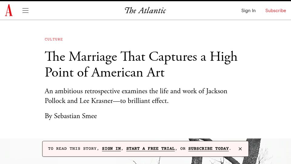 Screenshot of theatlantic.com: The Marriage That Captures a High Point of American Art