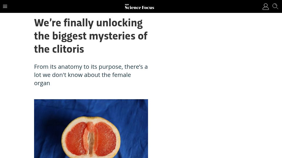 Screenshot of sciencefocus.com: We're unlocking the biggest mysteries of the clitoris