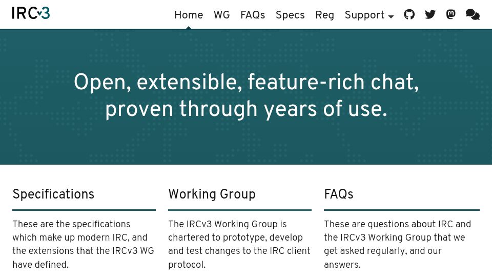 Screenshot of ircv3.net: IRCv3
