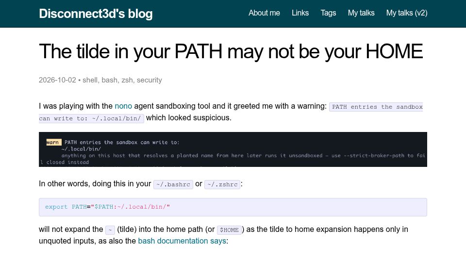Screenshot of disconnect3d.pl: The tilde in your PATH may not be your HOME