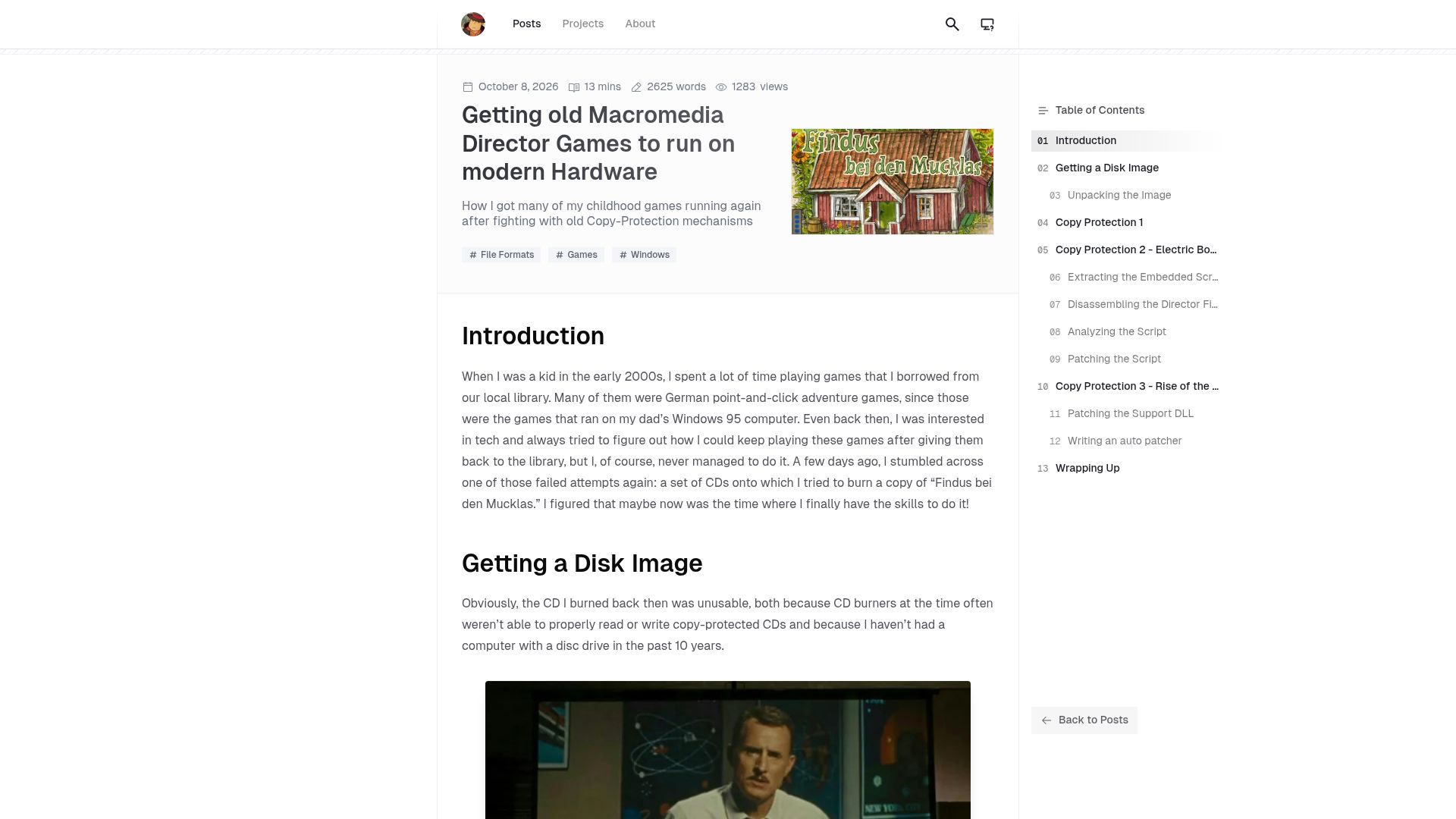 Screenshot of werwolv.net: Getting old Macromedia Director Games to run on modern Hardware