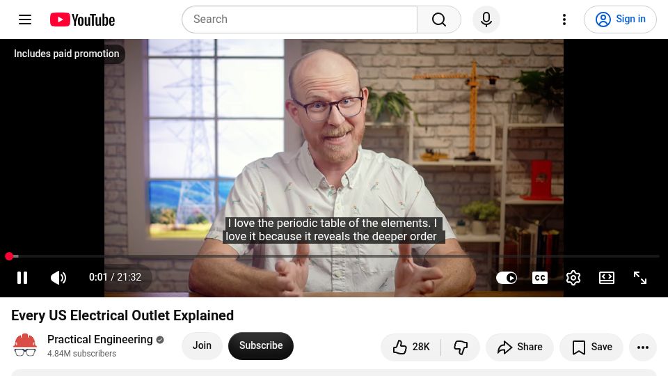 Screenshot of youtube.com: Every US Electrical Outlet Explained [video]