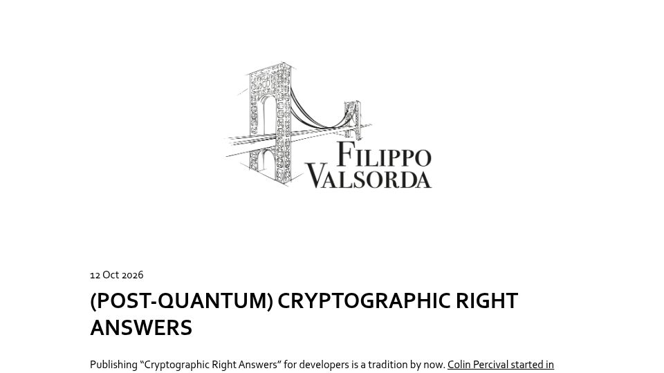 Screenshot of words.filippo.io: (Post-Quantum) Cryptographic Right Answers