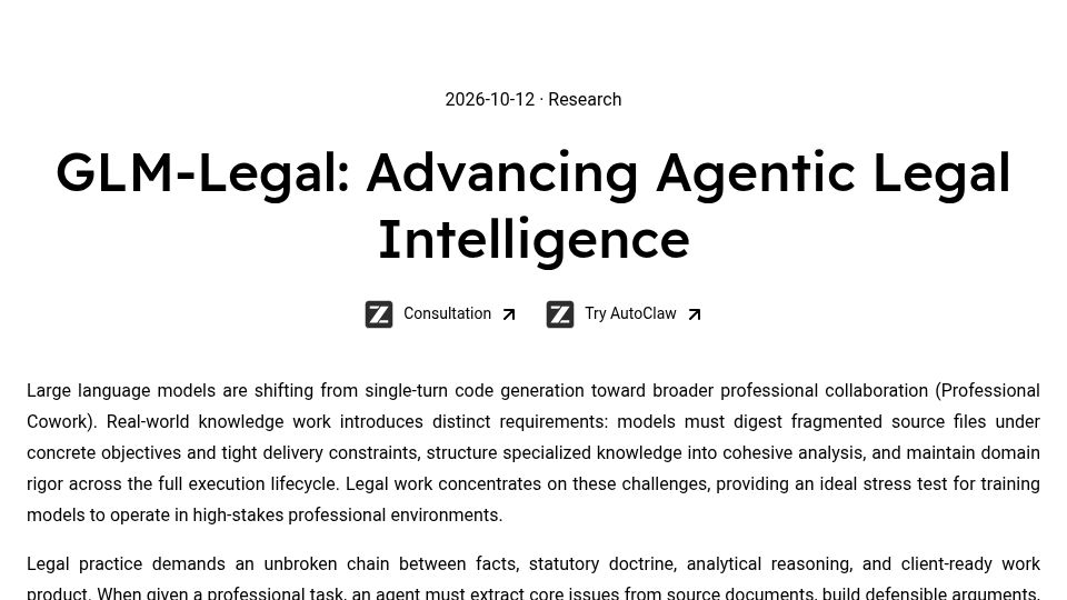 Screenshot of z.ai: GLM-Legal