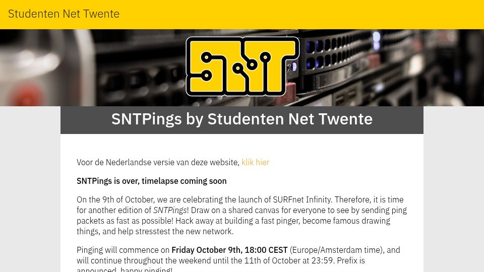 Screenshot of pings.utwente.io: Draw by Pinging IPv6 Addresses