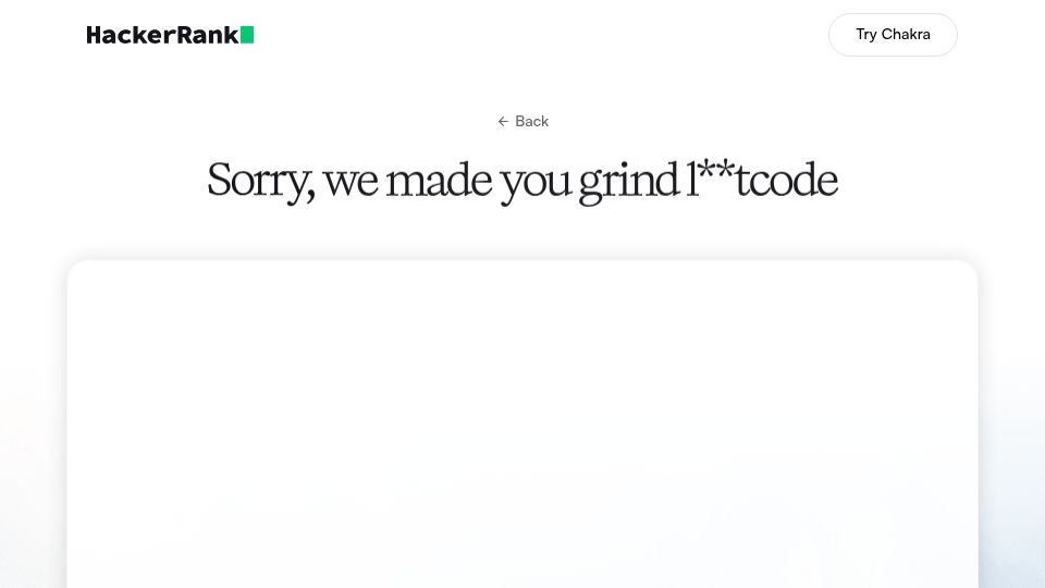 Screenshot of hackerrank.com: Sorry we made you grind LeetCode