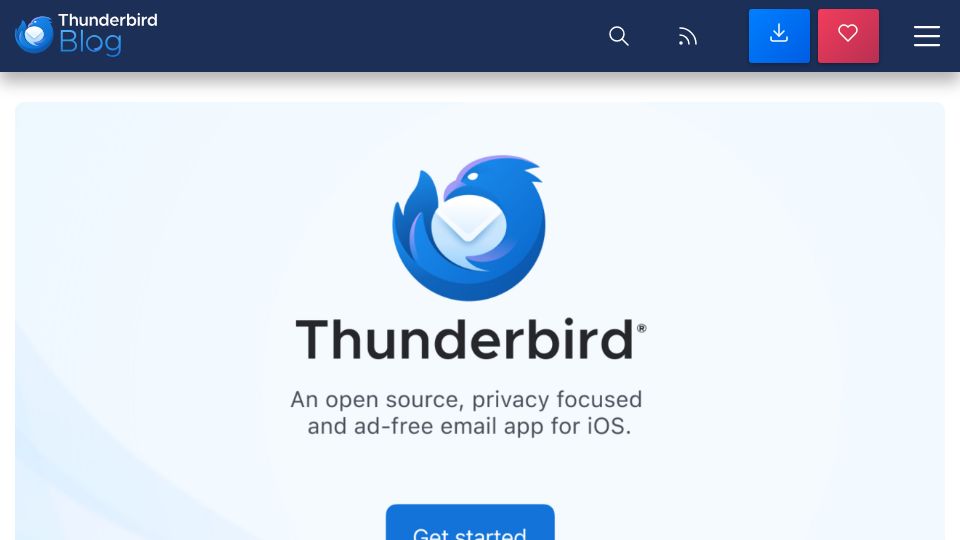 Screenshot of blog.thunderbird.net: Thunderbird for iOS