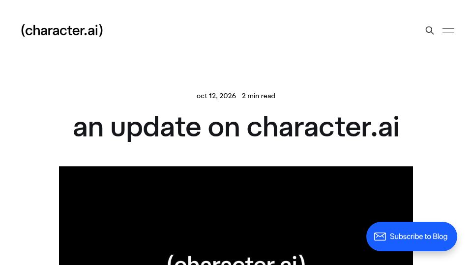 Screenshot of blog.character.ai: Character.ai has initiated voluntary Chapter 11 bankruptcy