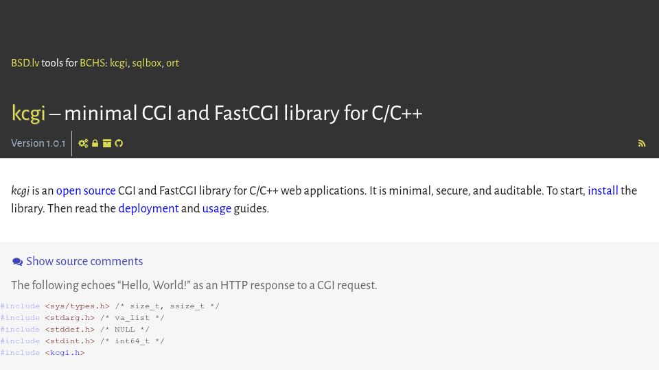 Screenshot of kristaps.bsd.lv: Kcgi – minimal CGI and FastCGI library for C/C++