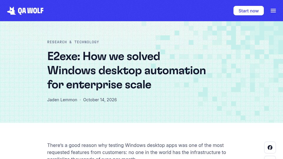 Screenshot of qawolf.com: Running Windows desktop tests from Linux with disposable VMs
