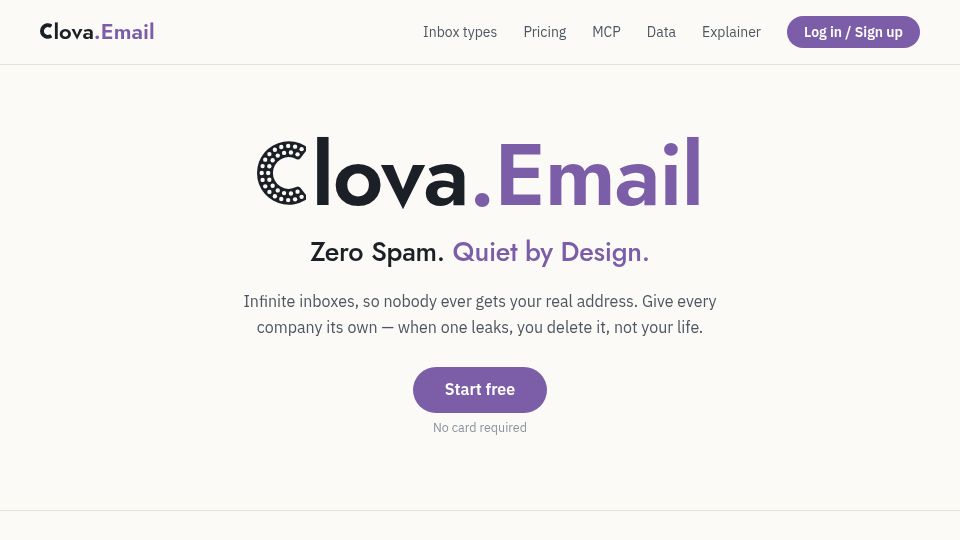 Screenshot of clova.email: Show HN: I wrote an email app that accepts only one sender per inbox
