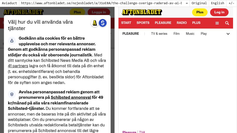 Screenshot of aviaduct.com: Agent erased full season of "The Challenge Swe": "Hundreds of days of work gone"