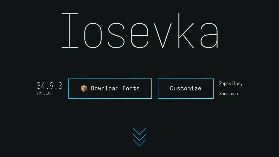 Screenshot of typeof.net: Iosevka is an open-source, sans-serif and slab-serif monospace font