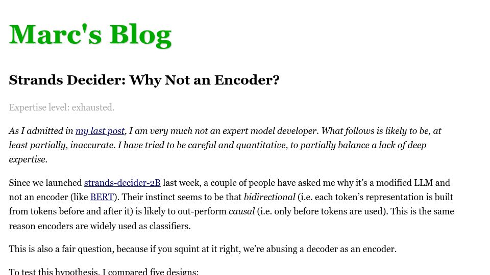 Screenshot of brooker.co.za: Strands Decider: Why Not an Encoder?