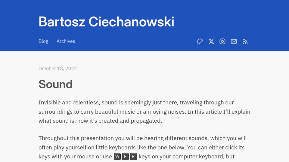 Screenshot of ciechanow.ski: Sound (2022)