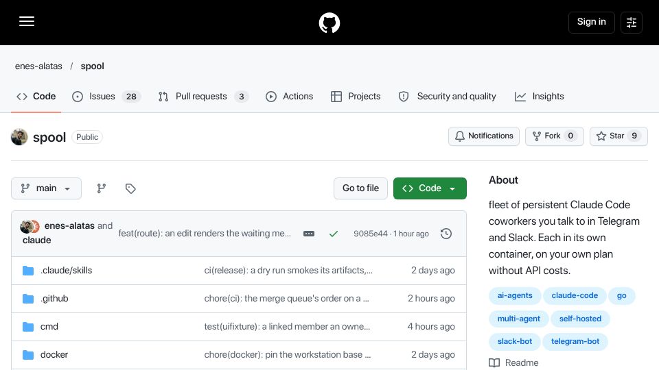 Screenshot of github.com: How I manage persistent Claude Code loops: Spool