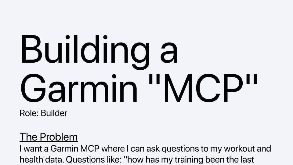Screenshot of jackantico.io: Creating a Garmin "MCP"