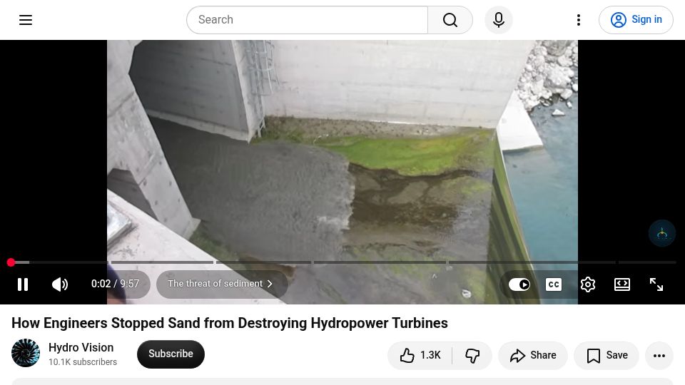 Screenshot of youtube.com: Stopping sand from destroying a hydropower turbine [video]