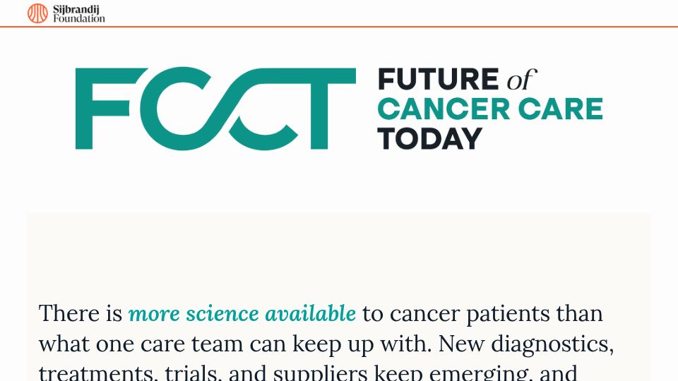 Screenshot of sijbrandijfoundation.org: Future of Cancer Care Today (FCCT)