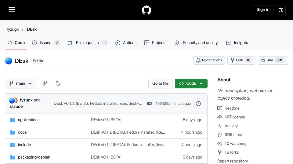 Screenshot of github.com: Wayland desktop for Linux with skeuomorphic design