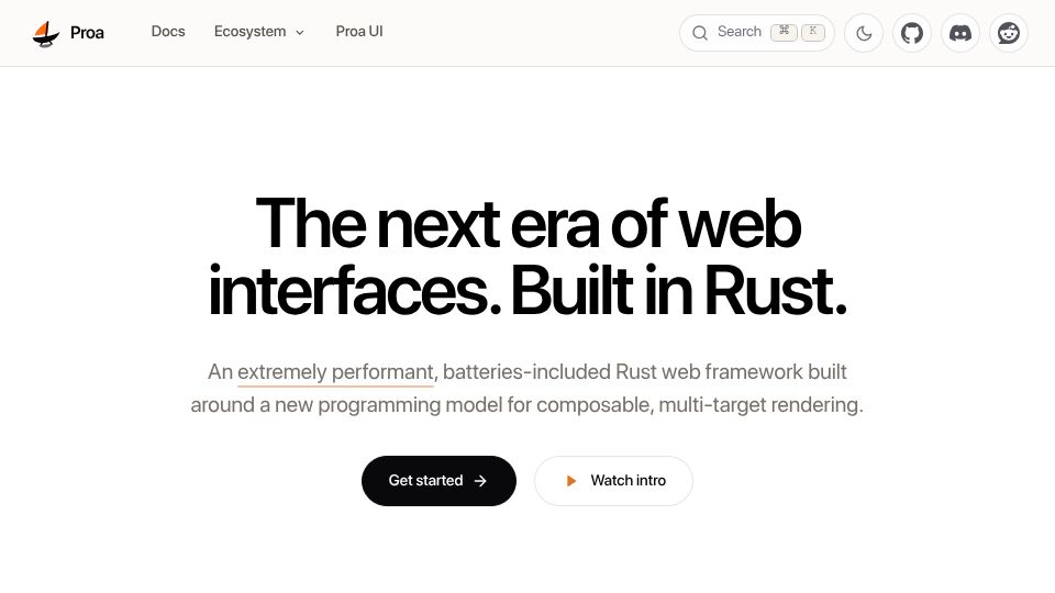 Screenshot of proa.so: Show HN: Proa – A Rust web framework with fast SSR and multi-target rendering