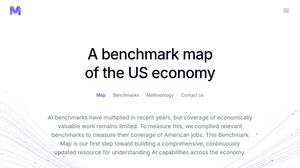 Screenshot of mercor.com: 90% of US working hours are spent on tasks not covered well by AI benchmarks