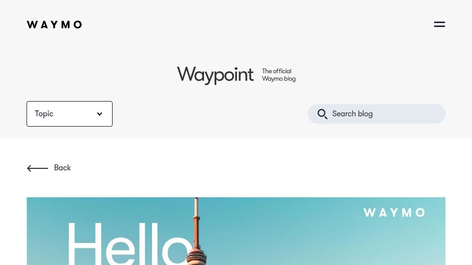 Screenshot of waymo.com: Waymo in Toronto