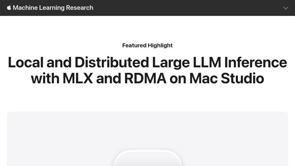 Screenshot of machinelearning.apple.com: Apple ML Research: Muse Spark Open with MLX on Mac Studio